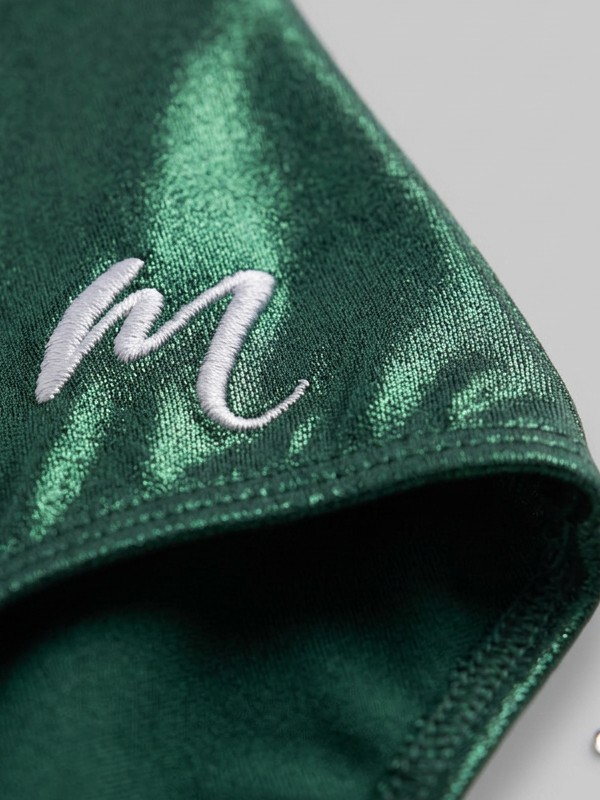 How to wash a gymnastics leotard: close-up of Modevant metallic leotard fabric and flat seams